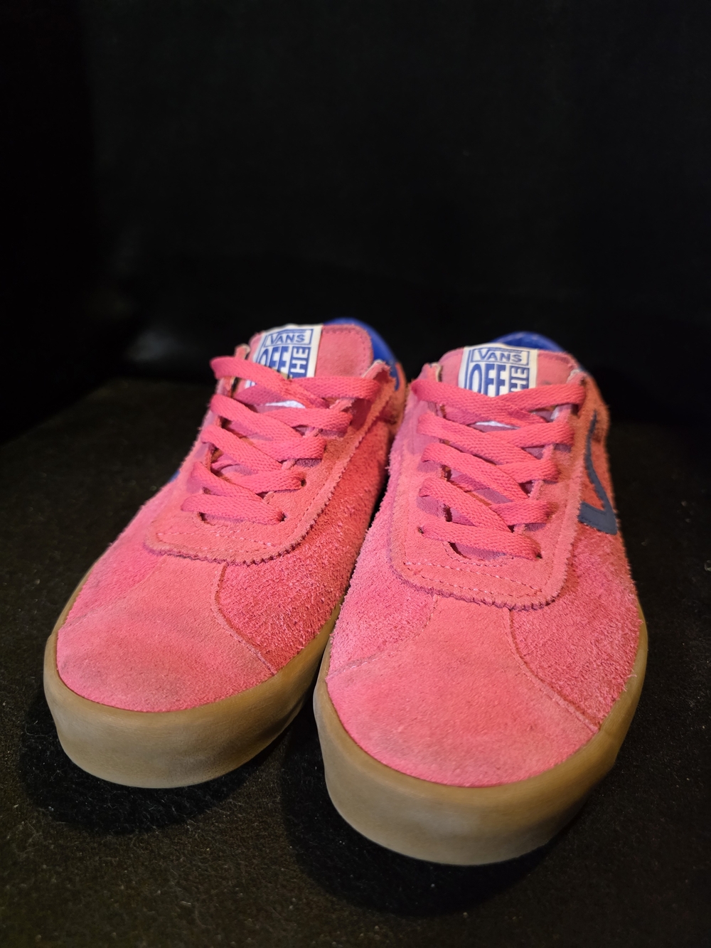 Vans Pink Suede Casual Sneakers with Blue Accents Womens Size 8.5 - Picture 4 of 9